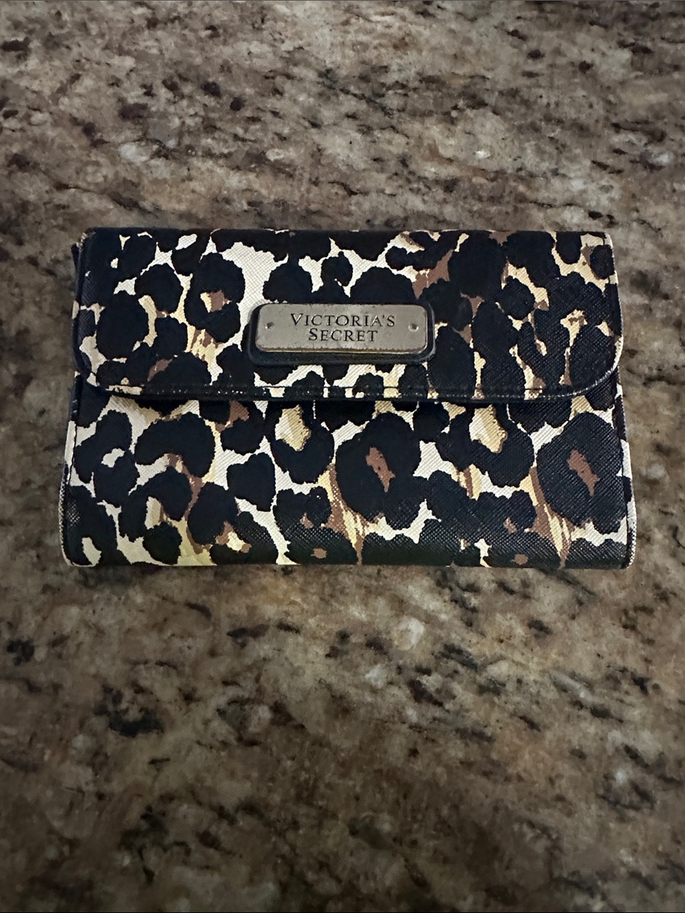 Victoria's Secret Leopard Print Wallet - Black, Brown & Cream